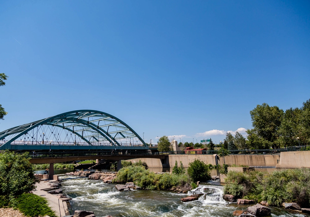 Platte River Under Bridge in Denver